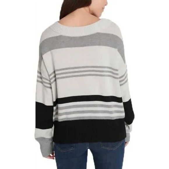 Lucky Brand Black Gray White Long Sleeve Knit Sweater Size XXL - Picture 3 of 10